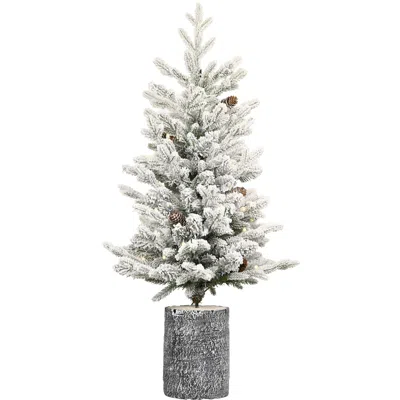 Hivvago 4.5ft Flocked Christmas Tree With Pot Base In Gray