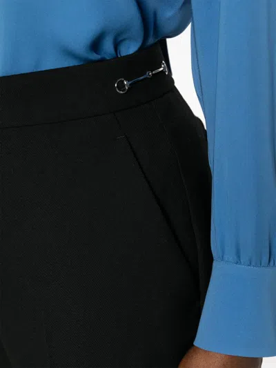Gucci Pantaloni Sartoriali In Lana A Vita Media Trousers Black In Black