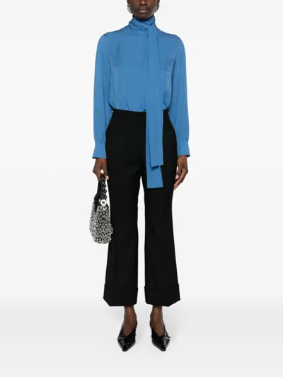 Gucci Pantaloni Sartoriali In Lana A Vita Media Trousers Black In Black