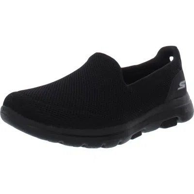 Skechers Go Walk 5 Womens Mesh Fitness Slip-on Sneakers In Black