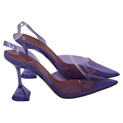 Amina Muaddi Amina Muadd Holli Glass Slingback Pumps In Purple Pvc In Purple