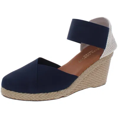 Andre Assous Anouka Womens Espadrille Round Toe Wedge Sandals In Blue