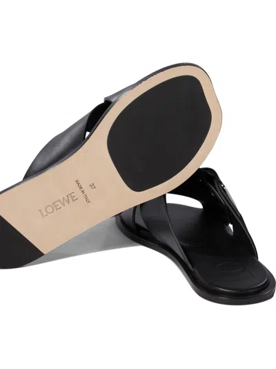 Loewe Petal Belt Cross-over Sandals In Black