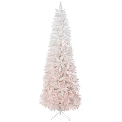 Hivvago 7 Ft Tall Unlit Pencil Fir Artificial Christmas Tree With Realistic Branches And Steel Base In Pink