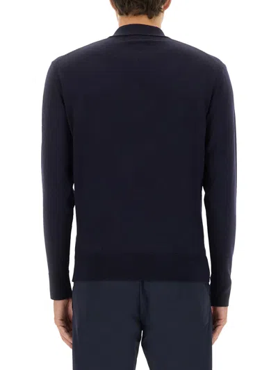 Belstaff Knitted Short Sleeve Kyle Polo Shirt Dark Ink In Black