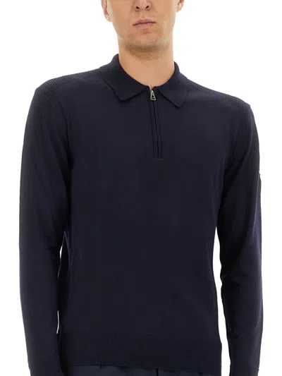 Belstaff Knitted Short Sleeve Kyle Polo Shirt Dark Ink In Black