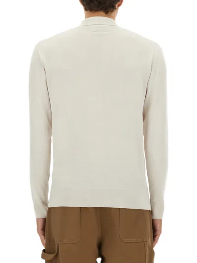 Belstaff Ribbed Cuff Knit Sweater With Hem Detail In Neutral