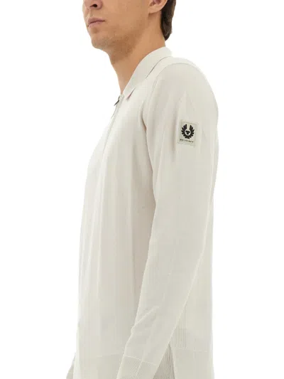 Belstaff Ribbed Cuff Knit Sweater With Hem Detail In Neutral