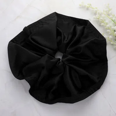 Fashnzfab Satin Fabric Scrunchie Hairband In Black