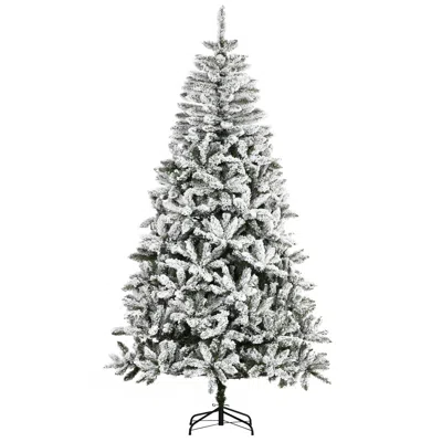 Hivvago 7.5 Ft Tall Unlit Snow Flocked Pine Artificial Christmas Tree With Realistic Branches In Gray