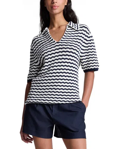 A.l.c Logan Striped Oversized Knit Top In Navy Stripe In Black
