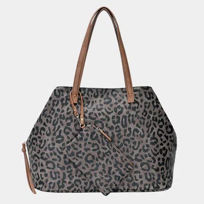 Fashnzfab 2pcs - Leopard Patterned Shoulder Bags In Brown