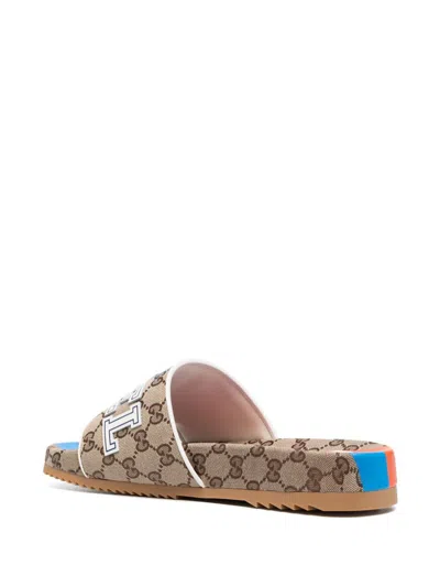 Gucci Open Toe Flat Sole Rubber Sandals In Multi