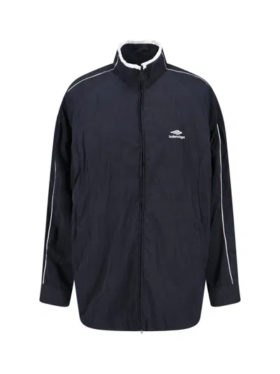 Balenciaga Modern Jacket With Buttoned Cuffs And High Collar In Black