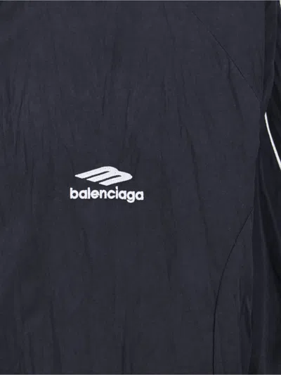 Balenciaga Modern Jacket With Buttoned Cuffs And High Collar In Black