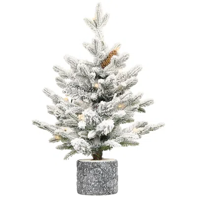 Hivvago 3ft Flocked Christmas Tree With Pot Base In White