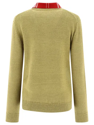 Loewe Paneled Checked Silk Blend-trimmed Knitted Sweater In Green