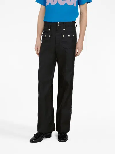 Gucci Stud-embellished Straight-leg Pants In Black