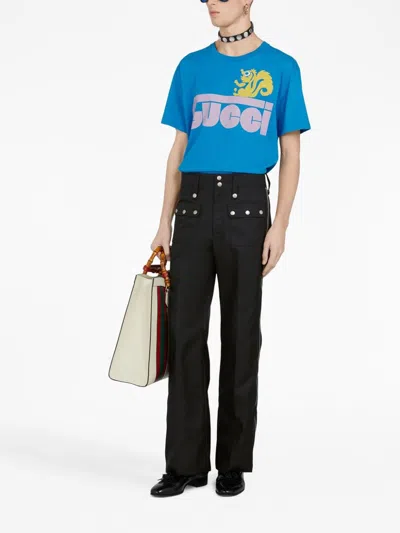 Gucci Stud-embellished Straight-leg Pants In Black