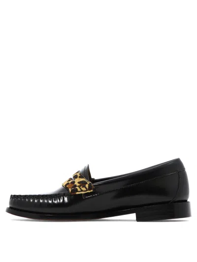 G.h. Bass & Co. Leopard-print Strap Loafers In Black