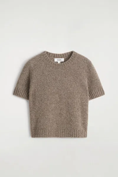Cos Knitted Alpaca-blend T-shirt In Brown