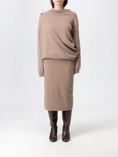 Fabiana Filippi Wool Long Dress In Pink