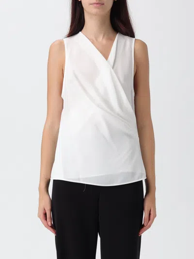 Emporio Armani Ruched Sleeveless Wrap Top In White