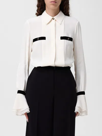 Elisabetta Franchi Camisole Shirt With Layered Ruffle Cuffs In White