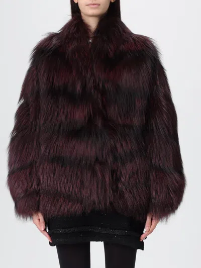 Simonetta Ravizza Fur Coats  Woman Color Burgundy In Burgundy