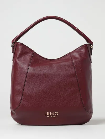 Liu •jo Logo Hobo Tote Bag With Studded Handle In Burgundy