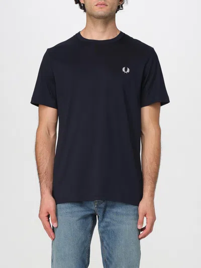 Fred Perry Logo-embroidered T-shirt In Blue
