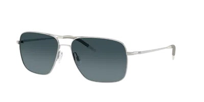 Oliver Peoples Clifton 58mm Polarized Gradient Rectangular Sunglasses In Blue