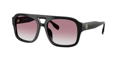 Tory Burch Double-bridge Square-frame Sunglasses In Black