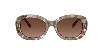 Tory Burch Marble-effect Oval-frame Sunglasses In Brown