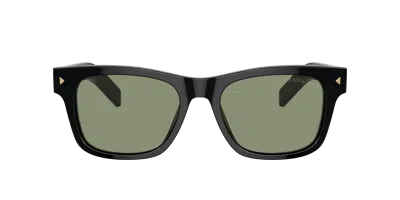 Prada 51mm Polarized Rectangular Sunglasses In Black