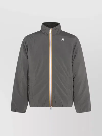 K-way Stylish Jacket With High Collar And Side Pockets In Gray
