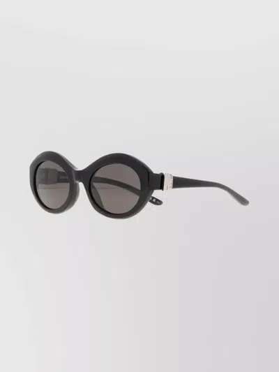 Balenciaga Oval Frame Sunglasses Dark Lenses In Black