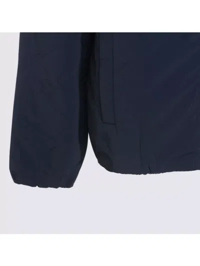 K-way Hooded Jacket With Side Pockets And Cuffs In Blue