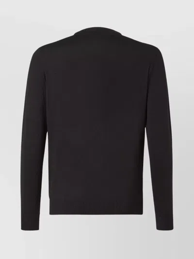 Fendi Regular Fit Wool Blend Pullover With Pockets In Black