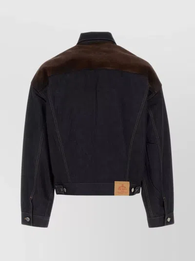 Prada Denim Jacket With Long Sleeves And Chest Pockets In Black