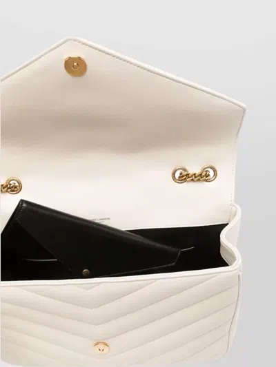 Saint Laurent Ysl Loulou Chain Strap Quilted Shoulder Bag In White