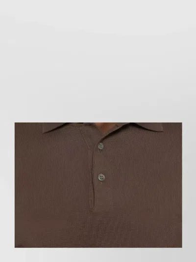 Tagliatore Long Sleeve Wool Polo Sweater With Collar In Gray