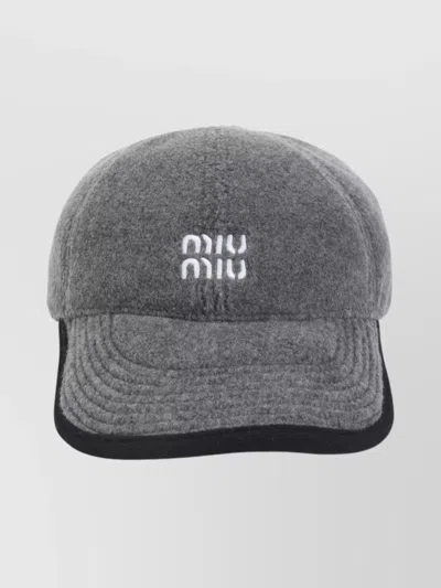 Miu Miu Stylish Hats With Curved Brim And Soft Texture In Gray