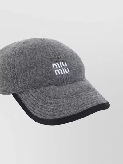 Miu Miu Stylish Hats With Curved Brim And Soft Texture In Gray