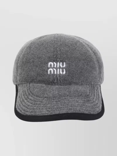 Miu Miu Stylish Hats With Curved Brim And Soft Texture In Gray