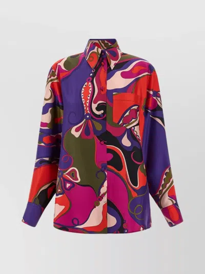 Pucci Orchid Print Shirt In Multi