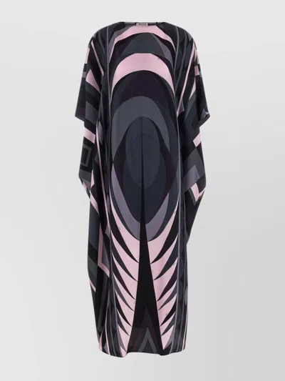 Pucci Geometric Pattern Knee-length Loose Fit Kaftan In Blue