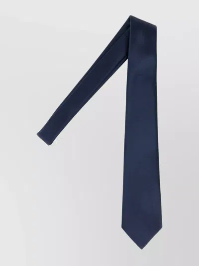 Saint Laurent Satin Tie With Smooth Texture And Standard Width In Blue