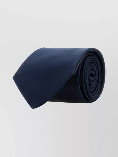 Saint Laurent Satin Tie With Smooth Texture And Standard Width In Blue