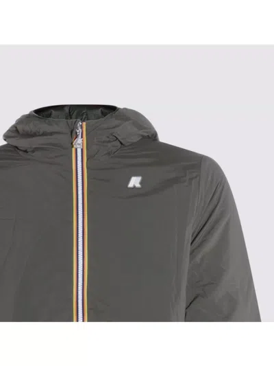 K-way Lightweight Hooded Jacket Elastic Hem In Gray